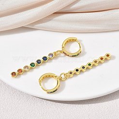Boucles d'oreilles créoles pendantes en laiton pavé de zirconiums cubiques&nbsp;KK-CBAD9DF-02G-B