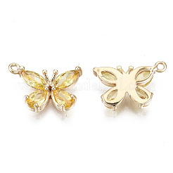 Colgantes de circonita cúbica micro pavé de latón chapado en oro real de 18 quilates&nbsp;KK-T056-59G-03-NF