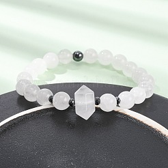 Bracelet extensible en perles de cristal de quartz naturel pour femme&nbsp;BJEW-A145-01H