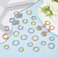 24 pieza de 6 estilos de pendientes de aro texturizados de acero inoxidable 303 para mujer&nbsp;EJEW-SC0001-79
