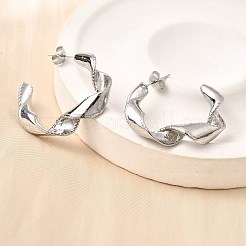 Orecchini a bottone a forma di C in acciaio inossidabile 304&nbsp;EJEW-A139-01P