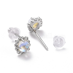 Anlaufschutz-Ohrstecker aus rhodiniertem Sterlingsilber 925&nbsp;EJEW-M202-02P