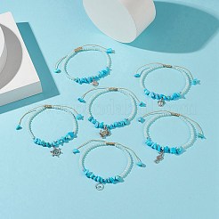 Set aus synthetischen Türkis-Fußkettchen mit Meeresthema&nbsp;AJEW-AN00506