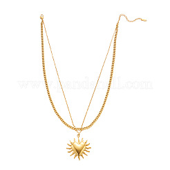 Collane con pendente a doppio strato in acciaio inossidabile 304 per donna&nbsp;FS-WG35B3D-03