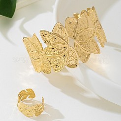 Manschettenarmband- und Manschettenring-Sets aus Blumenlegierung&nbsp;FS-WGC74E4-01