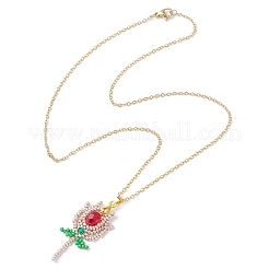 3 pieza de collares colgantes de flores con cuentas de semillas de vidrio de 3 estilos&nbsp;NJEW-MZ00080
