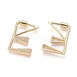 Messing Micro Pave Zirkonia Schraube Karabiner Schloss Charms&nbsp;KK-I033-01G-E