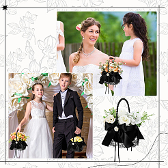 Blumenkörbe aus Polyester mit Schleife und Griff aus Kunststoffperlen&nbsp;AJEW-WH0796-90A