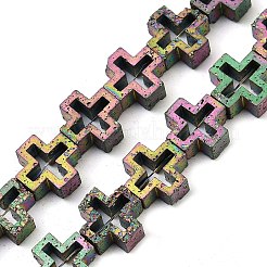 Brins de perles de pierre de lave naturelle galvanisées&nbsp;G-K388-02B