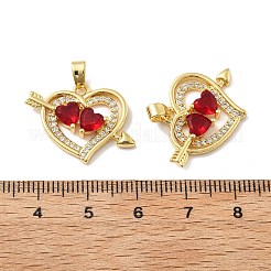Micro cuore ottone spianare pendenti zirconi&nbsp;KK-M325-16B-G