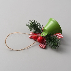 Cloche de fer de noël avec décorations suspendues en feuilles de plastique&nbsp;FIND-WH0126-146C
