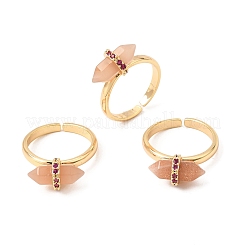 Anillos abiertos de latón con micropavé de circonitas cúbicas para mujer&nbsp;GG-CBA0B5A-03G-06