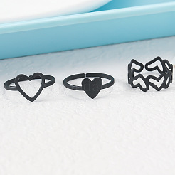 3 stücke 3 arten herz eisen manschette zehen ringe sets&nbsp;FS-WG0D8D1-01