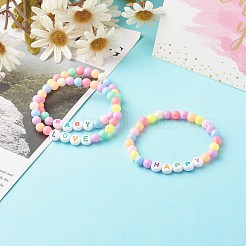 Ensemble de bracelet extensible en perles acryliques opaques pour enfant&nbsp;BJEW-JB06589