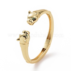 Armreif mit offener Manschette aus grünem Zirkonia-Leopard&nbsp;BJEW-F448-03G