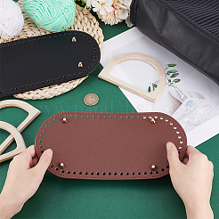 2 stücke 2 farben oval pu leder stricken häkeln taschen nagel boden shaper pads&nbsp;DIY-PH0029-30B