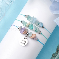 3 pz costellazioni regolabile in nylon intrecciato braccialetti di perline per donne e uomini&nbsp;BJEW-JB11325-11