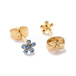 Strass-Blumen-Ohrstecker mit Stiften aus chirurgischem Edelstahl 316l&nbsp;EJEW-P204-03G-03