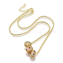 Messing Micro Pave bunte Zirkonia 3 Unterlegscheiben Anhänger Box Kette Halsketten&nbsp;NJEW-K287-03G