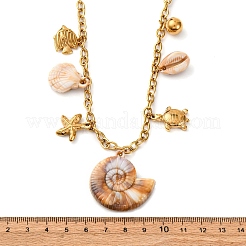 Colliers pendentifs en forme d'étoile de mer en acier inoxydable 304 pour femmes&nbsp;NJEW-F347-01A