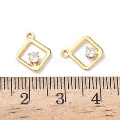 Messing Micro Pave Zirkonia Rhombus Charms&nbsp;KK-Z136-01G