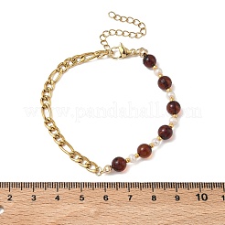 Armbänder aus natürlichem Bernstein und Süßwasserzuchtperlen&nbsp;BJEW-JB13694-02
