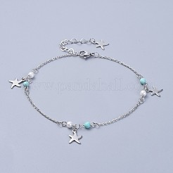 Fußkettchen mit Charms aus Edelstahl 304&nbsp;AJEW-AN00265