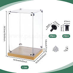 Vitrines transparentes en acrylique pour figurines avec socle en bois&nbsp;ODIS-WH0030-298B