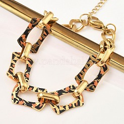 Bracelets à maillons en acier inoxydable 304 et émail pour femmes&nbsp;BJEW-A169-06G