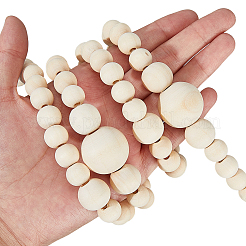Guirlande ronde de perles en bois pour décoration de sapin de Noël&nbsp;AJEW-WH20019-62