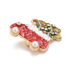 Sapin de noël avec broche en émail de voiture avec strass&nbsp;JEWB-A004-20G