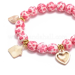 Bracelet extensible perles rondes en résine&nbsp;BJEW-JB08676