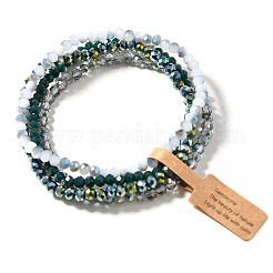4 set di braccialetti elastici con perline rotonde in vetro elettroplaccato sfaccettato per donna&nbsp;WGB8DC2-01