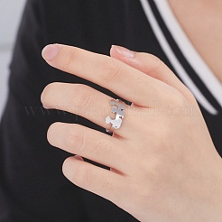 Anello polsino in acciaio inossidabile 304 a forma di spina di pesce anti-ossidazione per donna&nbsp;RJEW-B035-07P