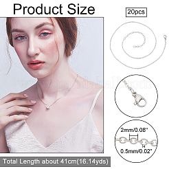 20 collier en acier inoxydable 304 pour hommes et femmes&nbsp;NJEW-NB0001-08