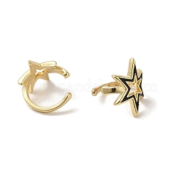 Orecchini da donna con polsino a stella smaltato in ottone placcato a cremagliera&nbsp;EJEW-C097-17G