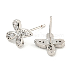 Boucles d'oreilles en laiton plaqué micro pavé de zircons cubiques transparents&nbsp;EJEW-N055-02P-04-RS