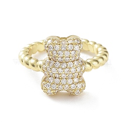 Offene Ringe aus Messing mit Mikropavé-Beschichtung und klaren kubischen Zirkonia&nbsp;RJEW-D020-03G