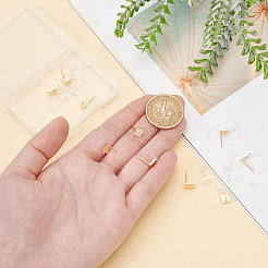 10 pièce de boucles d'oreilles carrées en laiton et zircone cubique&nbsp;KK-AR0004-03