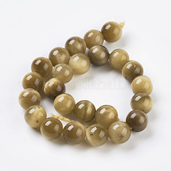 Hebras de cuentas de ojo de tigre de oro natural&nbsp;G-C076-8mm-1AA