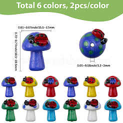 12pcs 6 Farben handgemachte Bunte Malerei-Perlen&nbsp;LAMP-SC0001-86