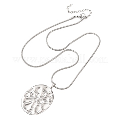 Collares colgantes ovalados texturizados de acero inoxidable 304 para mujer&nbsp;NJEW-C117-01B-P