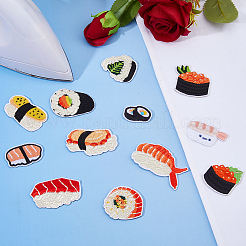 12 Stück 12 Stile Sushi Polyester Stickgarn zum Aufbügeln/Aufnähen von Patches&nbsp;DIY-DC0003-87