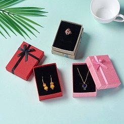 Kraft Baumwolle gefüllt Rechteck Pappe Schmuck Set Boxen mit Bogenknoten&nbsp;CBOX-D028-04