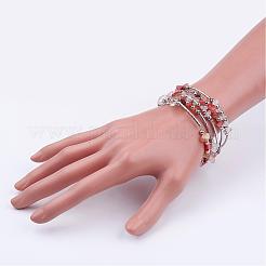 Cinq boucles wrap pierres précieuses perles bracelets&nbsp;BJEW-JB02589