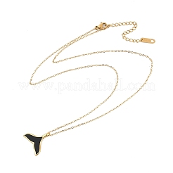 Colliers à chaîne en acier inoxydable 304 et pendentif queue de baleine en plastique avec placage ionique (IP) pour femmes&nbsp;NJEW-P320-11G-01