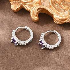 Micro ottone spianare zirconi Orecchini a cerchio&nbsp;KK-Z166-12P-01