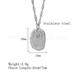 Colliers à pendentif ovale texturé en acier inoxydable 304 anti-ternissement&nbsp;QQ8734-2
