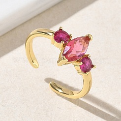 Bagues ouvertes en laiton avec micro pavé de zircones cubiques pour femmes&nbsp;RJEW-L343-14G