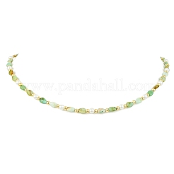 Colliers de perles en calcédoine naturelle en forme de larme et de perles rondes en coquillage blanc&nbsp;NJEW-JN06246-01
